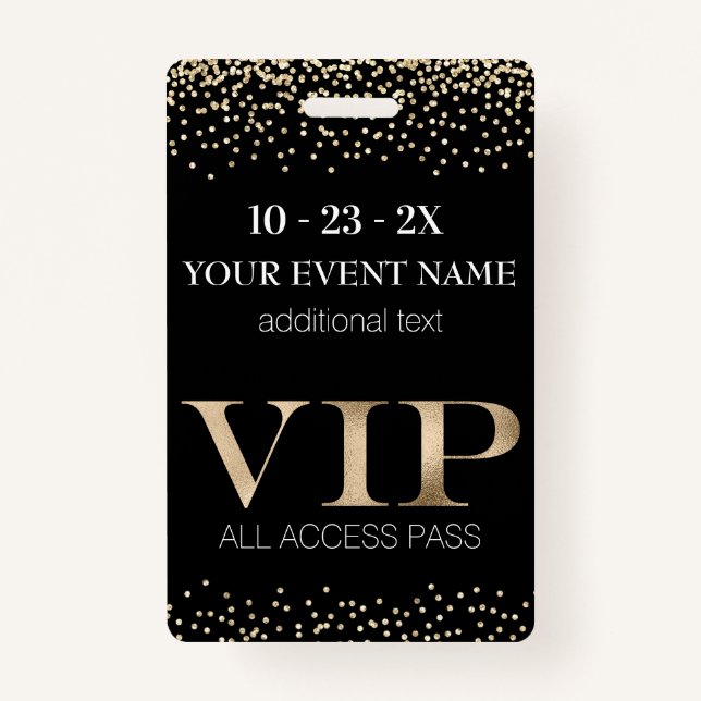 Badge Carte VIP Black and Gold Event (Devant)