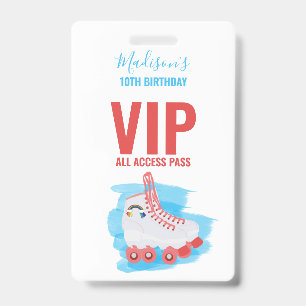 Badge Carte VIP de roller en ligne pour fête d'anniversa