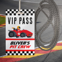 Carte VIP d'équipage de pit pour fête d'anniversai