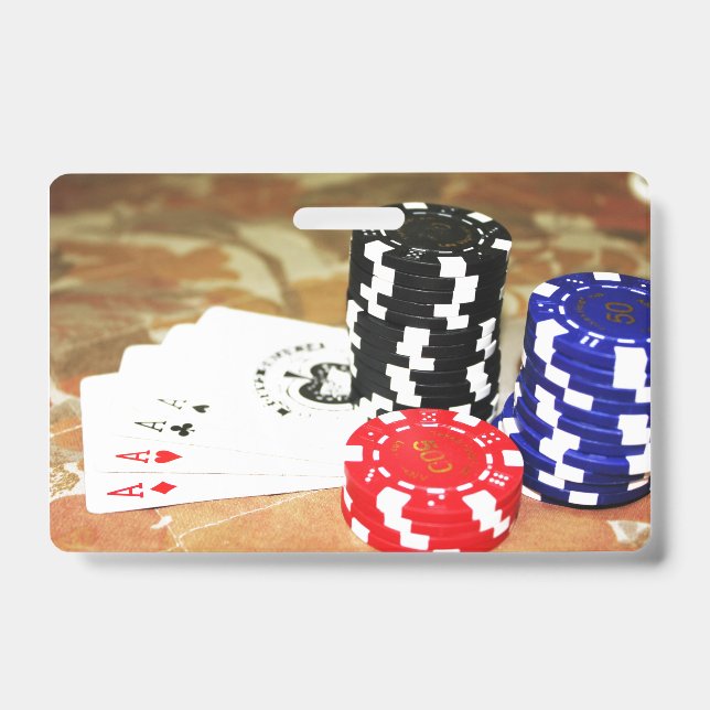Badge Cartes de Poker Aces Chips Jeux Casino Gagner jeu (Avant)