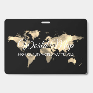 Badge Cartes du Monde en Or Agent de Voyage Globe Trip
