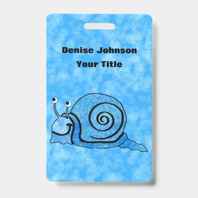 Badge Cartoon Snail Blue Patterned Shell sur Mix of Blue (Face)