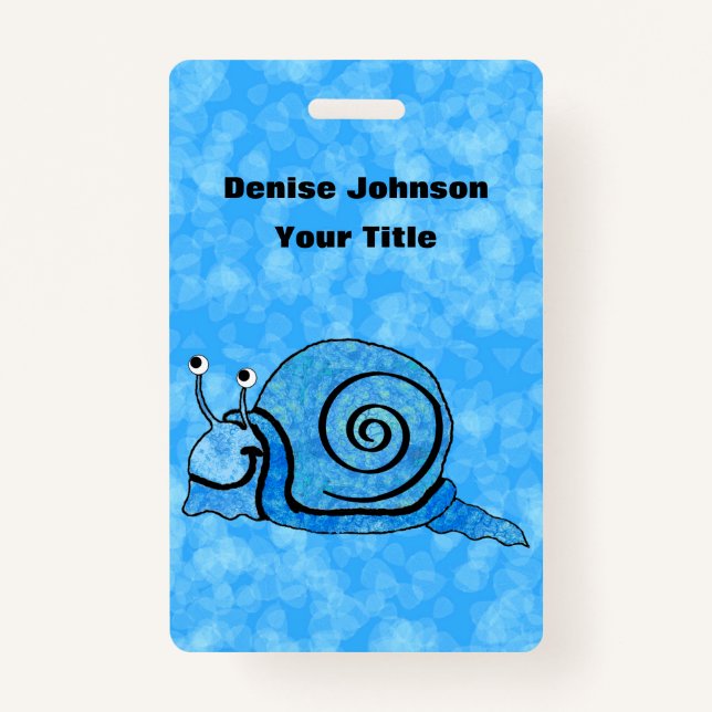 Badge Cartoon Snail Blue Patterned Shell sur Mix of Blue (Devant)