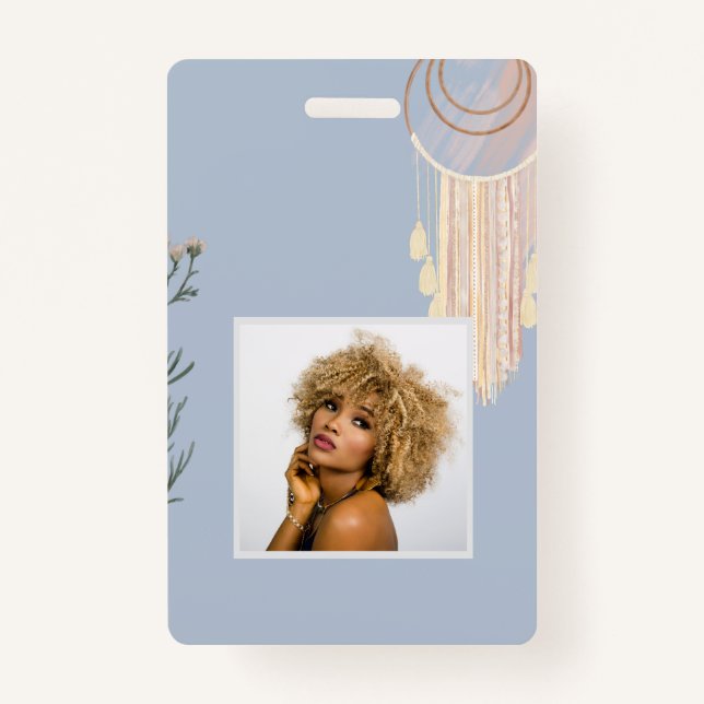 Badge Catcher de rêve Boho Peach Dusty Blue (Devant)