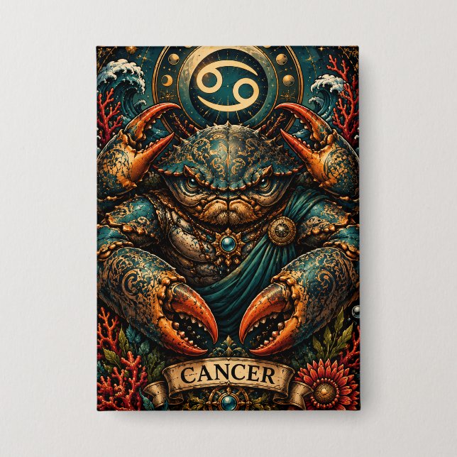 Badge  Celestial Masculine Zodiac Cancer design (Recto)