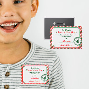 Badge Certificat de Diplôme de Noël Liste des Enfants Sa