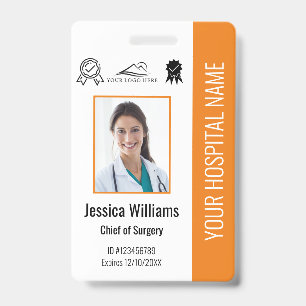Badge Certificat de photo de l'employé de l'hôpital ID o