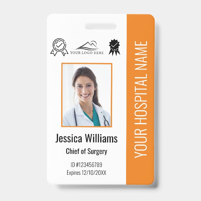 Badge Certificat de photo de l'employé de l'hôpital ID o (Avant)