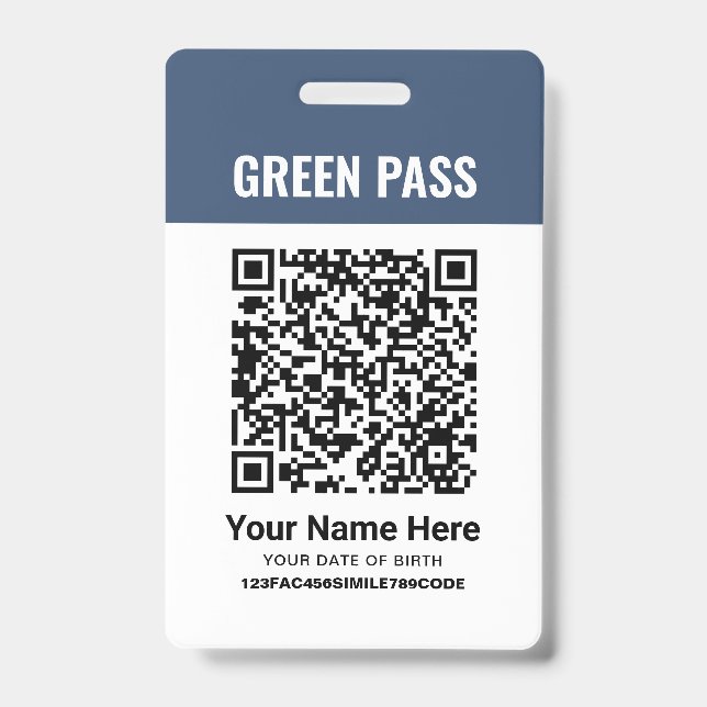 Badge Certificat de vaccination Green Pass PVC Navy Blue (Avant)
