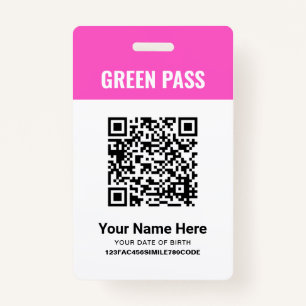 Badge Certificat de vaccination Green Pass PVC Pink