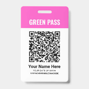 Badge Certificat de vaccination Green Pass PVC rose
