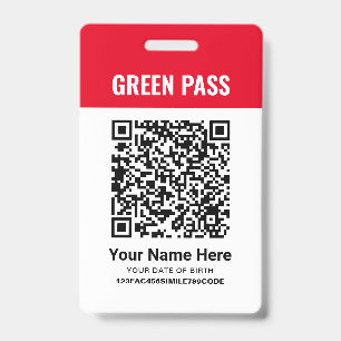 Badge Certificat de vaccination Green Pass PVC Rouge