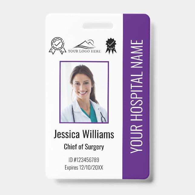Badge Certification de photo d'employé d'hôpital ID viol (Avant)