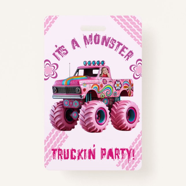 Badge C'est une fête de Monster Truck personnalisée avec (Devant)