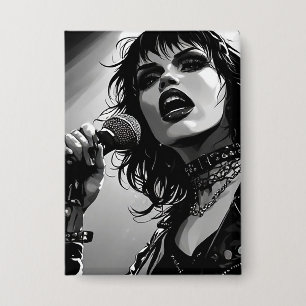 Badge Chanteurs gothiques punk de style BD noir et blanc