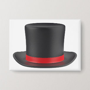 Badge Chapeau de dessus noir avec ruban rouge