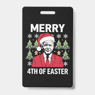 Badge Chapeau de Noël de Joe Biden Santa Merry 4ème de P