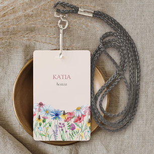 Badge Charme de Fleur Sauvage Nom Floral de Campagne