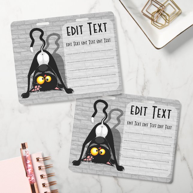 Badge Chat à l'envers Personnage de dessin animé drôle (Bureau)