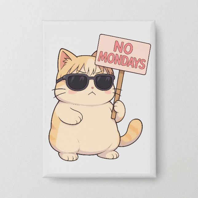 Badge Chat Cool Pas De Lundi Mème Esthétique (Recto)