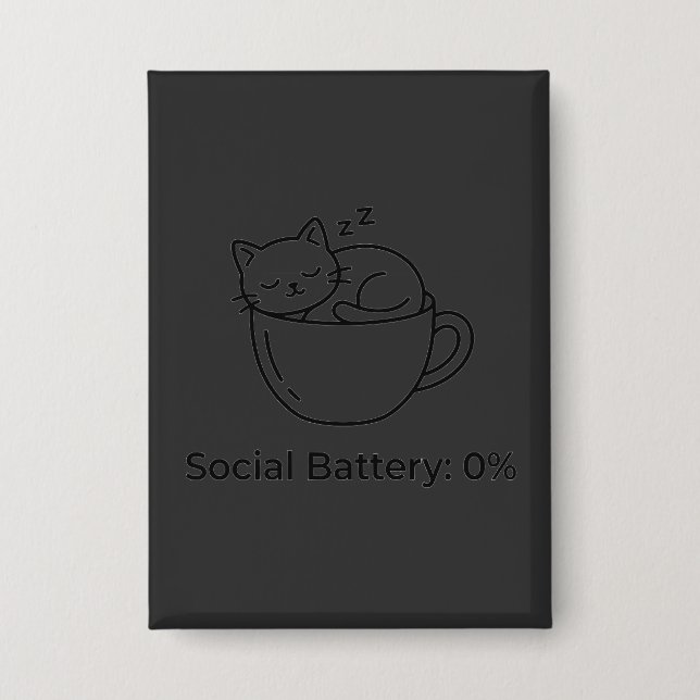 Badge Chat Introverti Batterie Sociale Zéro Avant Cervea (Recto)