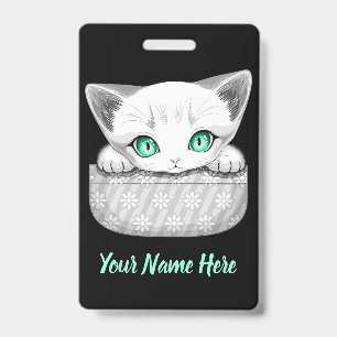 Badge Chat mignon et joueur sortant d'une poche