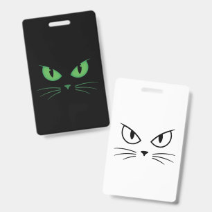 Badge Chat Noir Effrayant aux Yeux Verts