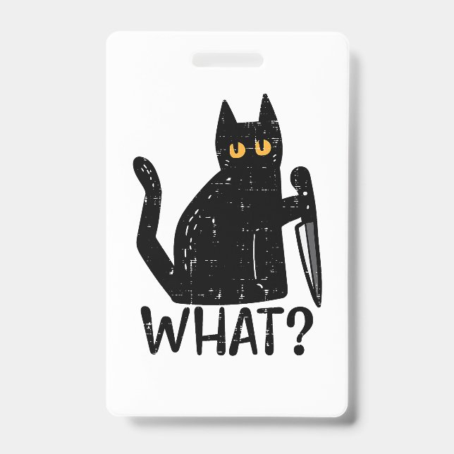 Badge Chat Noir Quel Couteau Drôle animal meurtrier d'Ha (Avant)