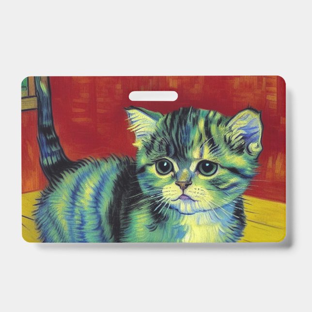Badge Chat tigré de Van Gogh (Avant)