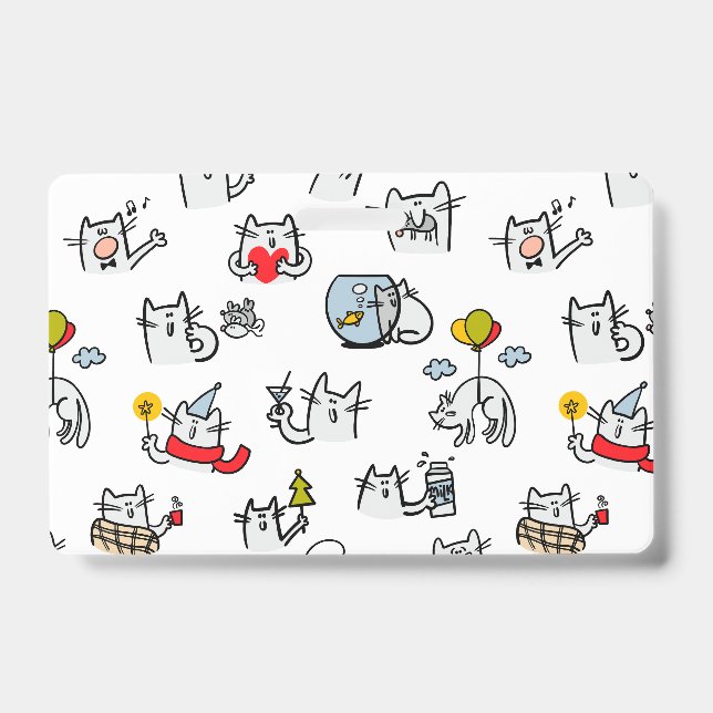 Badge Chats amusants, lait et magie. (Avant)
