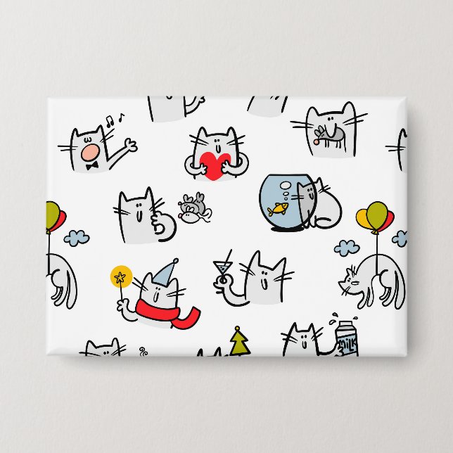 Badge Chats amusants, lait et magie. (Recto)