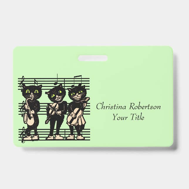 Badge Chats noirs jouant de la musique Feuille de notes  (Avant)
