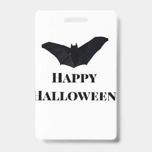 Badge Chauve-souris noire joyeux Halloween ajouter un no