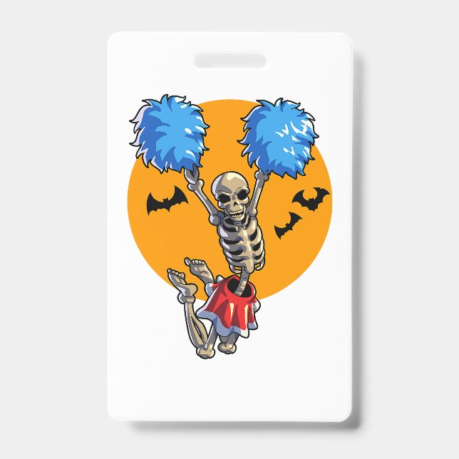 Badge Cheerled Skeleton Halloween Cheer Maman Filles Wo (Avant)