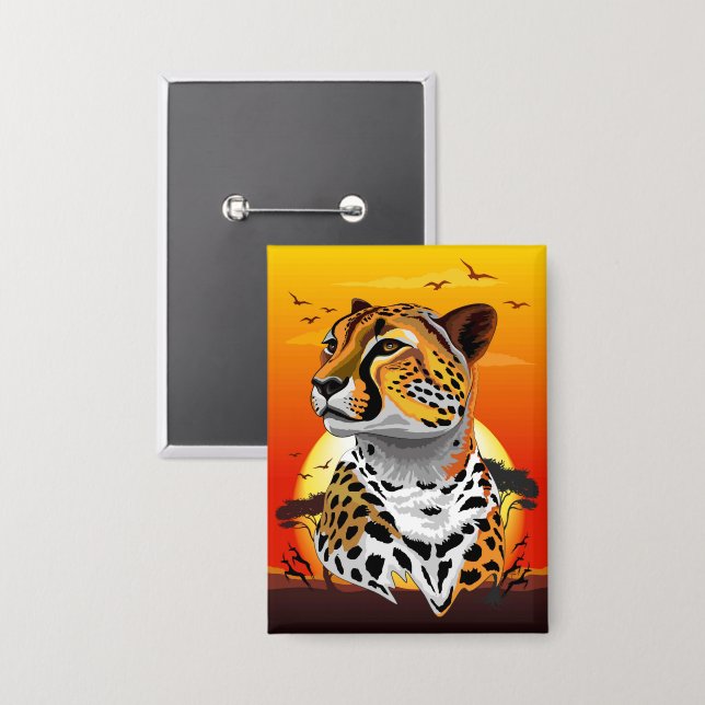 Badge Cheetah African Feline Wild Animal (Recto/Verso)