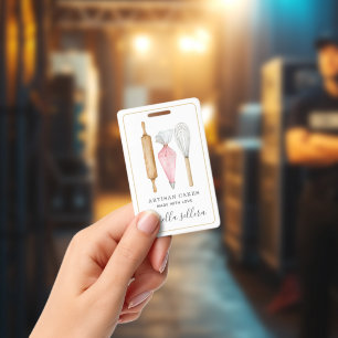 Badge Chef Pâtissier Boulangerie Aquarelle Ustensiles de