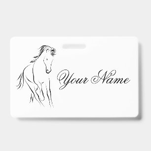 Badge Cheval au galop de couleur noire