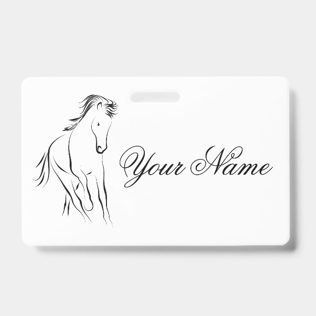 Badge Cheval au galop de couleur noire (Avant)