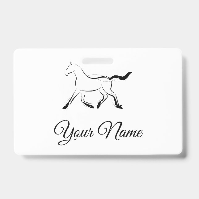 Badge Cheval élégant de couleur noire (Avant)