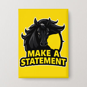 Badge Cheval Noir Gras avec Texte Motivationnel