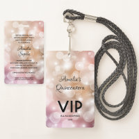 Chic Blush Pink Quinceañera Invitation VIP Pass