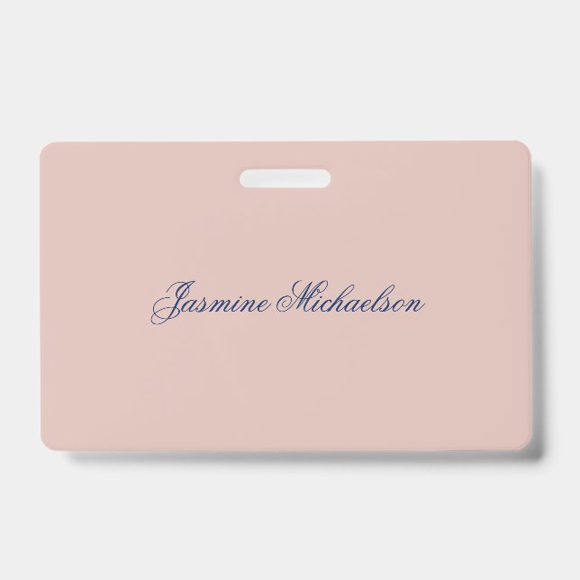 Badge Chic Calligraphie Nom Couleur Or Rose Adorable (Avant)