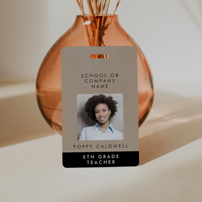 Badge Chic Faux Kraft Photo Petite entreprise ou carte d (Créateur téléchargé)