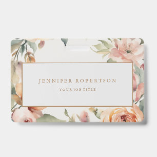 Badge Chic Floral Classique Personnalisé Sur Mesure