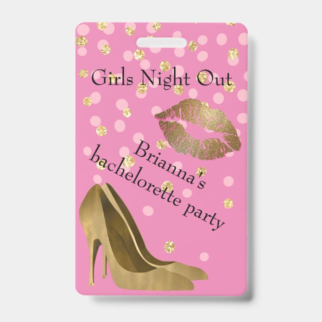 Badge Chic Golden Stilettos Pink Bachelorette Party (Avant)