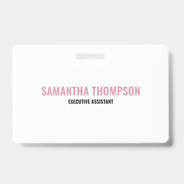 Badge Chic Moderne Rose, Blanc & Noir (Avant)