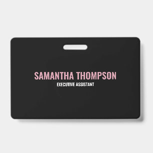 Badge Chic Moderne Rose, Blanc & Noir