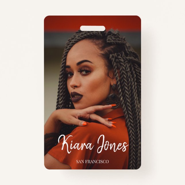 Badge Chic Photo White Script (Devant)