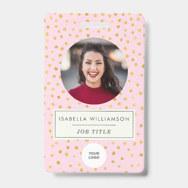 Badge Chic Rose Gold Pointu Photo d'identité professionn (Avant)