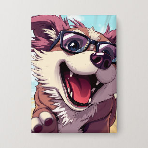 Badge Chien Cool avec Lunettes de Soleil
